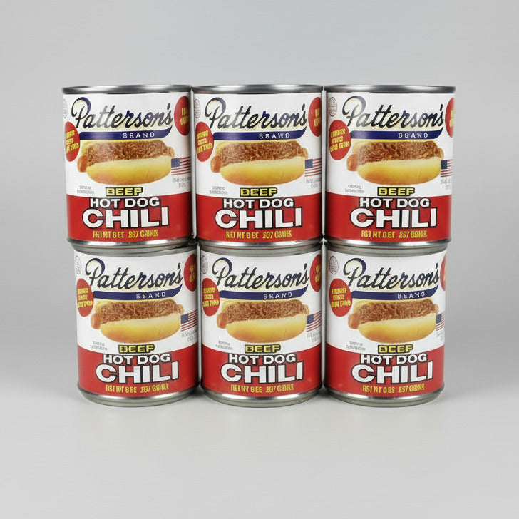 Pattersons Beef Hot Dog Chili Original Recipe, 8 oz Cans