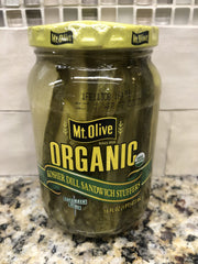 Mount Olive Organic Kosher Dills Sandwich Stuffers Pickles 16 oz Jar Mt Snack