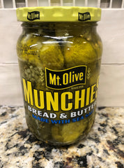 Mount Olive Munchies Bread & Butter Pickles 16 oz Jar Mt Sea Salt