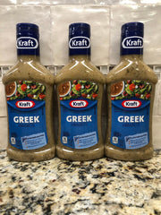 3 BOTTLES Kraft Greek Vinaigrette Salad Dressing 16 oz Tangy FREE SHIP