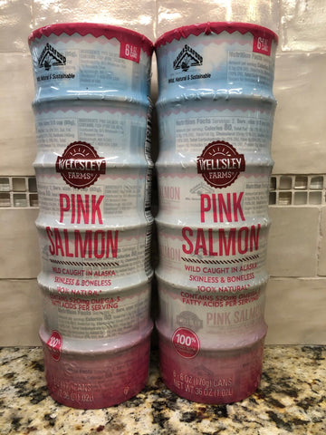 12 CANS Wellsley Farms Alaskan Pink Salmon 6 oz.