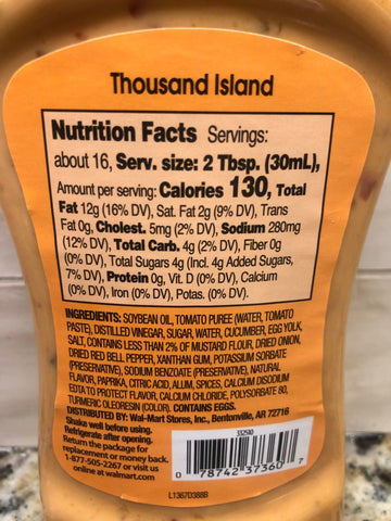 4 BOTTLES Great Value Thousand Island Salad Dressing & Dip 16 oz
