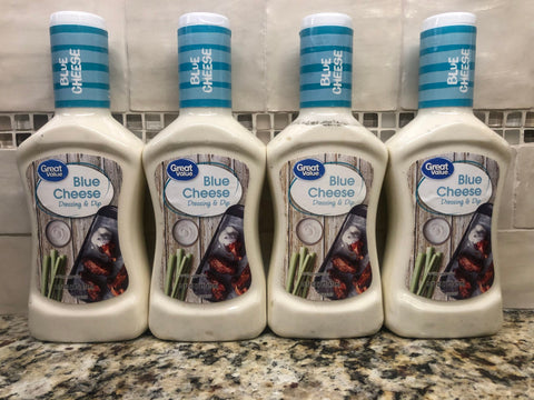 4 BOTTLES Great Value Blue Cheese Salad Dressing & Dip 16 oz