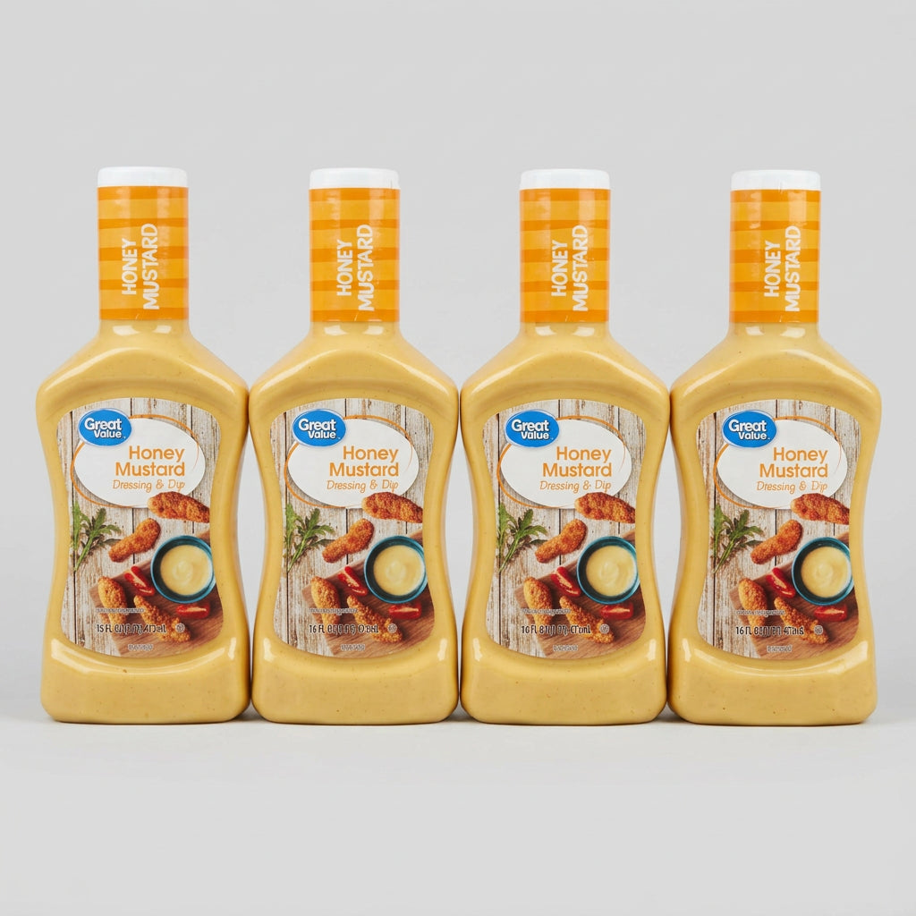 4 Bottles of Great Value Honey Mustard Salad Dressing & Dip, 16 oz