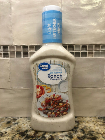 4 Bottles of Great Value Light Buttermilk Ranch Salad Dressing & Dip, 16 oz
