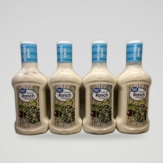 4 Bottles of Great Value Buttermilk Ranch Salad Dressing & Dip, 16 oz