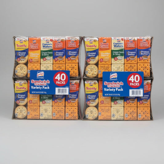 80 Pack Lance Sandwich Crackers Variety Pack: Nipchee, Toasty, Captain's Wafers