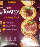 Keebler Toasteds Crackers Variety Pack 8oz 5 packs Buttercrisp Harvest Wheat Sesame