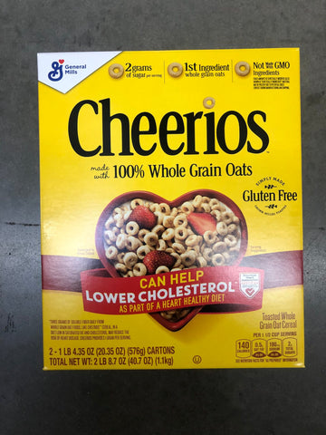 General Mills Cheerios Gluten-Free Cold Cereal 20.35 oz 2 Bags Breakfast Milk