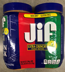 2 JARS NON GMO Gluten Free Jif Extra Crunchy Peanut Butter 2 pk 48 oz FREE SHIP