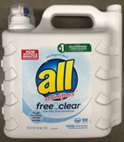 all 2X Ultra Stain lifter Free & Clear 166 loads 250 oz Detergent Hypoallergenic