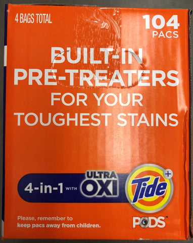 Tide PODS Ultra Oxi Liquid Detergent Pacs 104 Loads Washing Laundry