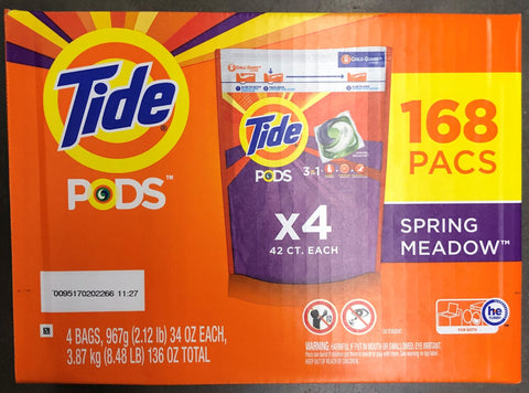 Tide PODS Liquid Laundry Detergent Pacs, Spring Meadow 168 Loads Washing