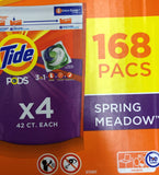 Tide PODS Liquid Laundry Detergent Pacs, Spring Meadow 168 Loads Washing