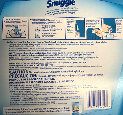 Snuggle Blue Sparkle Fabric Softener 168 oz 210 loads Washing