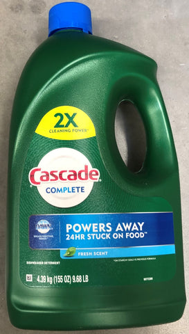 2 Bottles Cascade Complete Gel Dishwasher Detergent Fresh Scent 155 oz