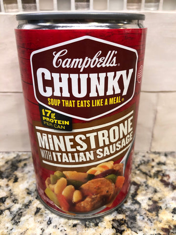 12 Campbell's CHUNKY Minestrone with Italian Sausage Soup 18.8 oz Cans FREE SHIP