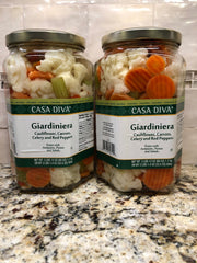 2 JARS Casa Diva Giardiniera 60 oz pickled CAULIFLOWER PEPPERS CARROTS CELERY