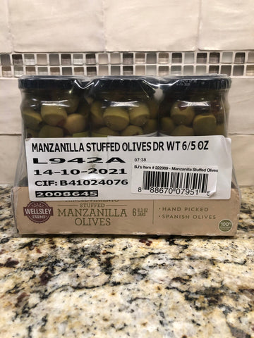 6 JARS Wellsley Farms Spanish Stuffed Manzanilla Olives 8.3 oz. Jar