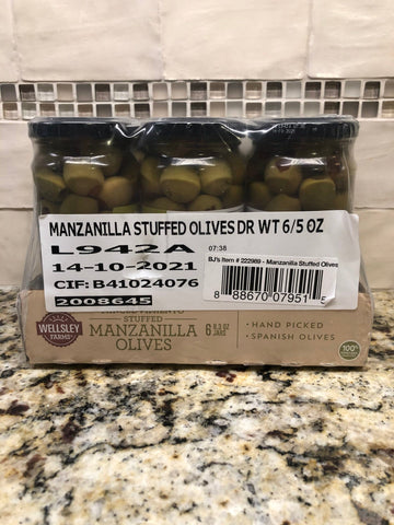 6 Jars of Wellsley Farms Spanish Stuffed Manzanilla Olives, 8.3 oz