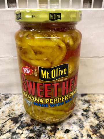 4 Jars Mount Olive SWEET HEAT Banana Pepper Rings 12 oz Whole Mt Pickles (Copy)