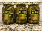 3 JARS Mount Olive Pickled Hot Okra 16 oz Mt Olive Pickles FREE SHIP