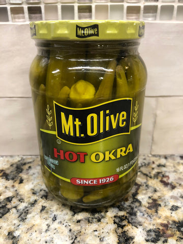 3 JARS Mount Olive Pickled Hot Okra 16 oz Mt Olive Pickles FREE SHIP