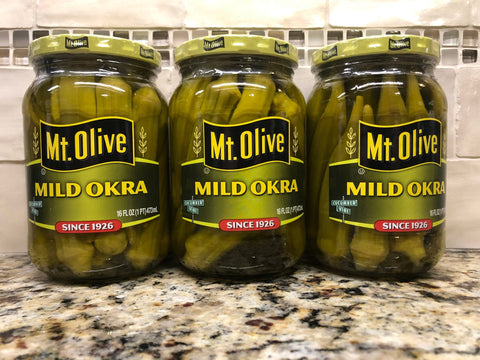 3 JARS Mount Olive Pickled Mild Okra 16 oz Mt Olive Pickles FREE SHIP