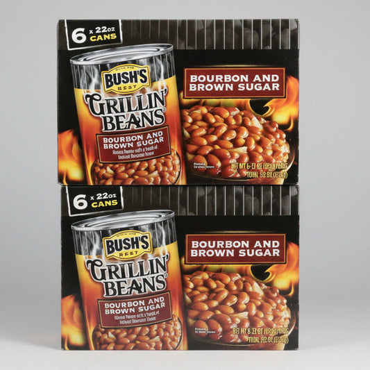 12 Cans Bush's Grillin' Baked Beans Bourbon and Brown Sugar 22 oz