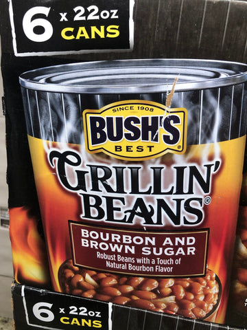 12 CANS Bush's Grillin' Baked Beans Bourbon and Brown Sugar 22 oz Navy FREE SHIP