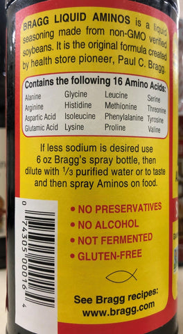 Bragg All Natural Liquid Aminos All Purpose Seasoning Soy Substitute 16 oz