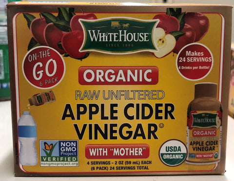 4 PACKS White House Organic Apple Cider Vinegar On The Go Shots 6 Ct