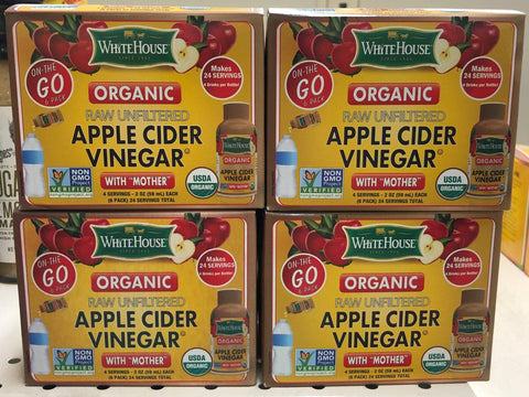 4 PACKS White House Organic Apple Cider Vinegar On The Go Shots 6 Ct