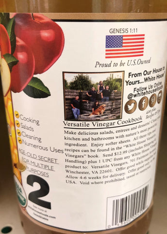 White House Organic Apple Cider Vinegar with Mother & HONEY Unfiltered 16oz
