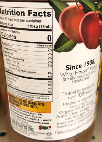 White House Organic Apple Cider Vinegar with Mother & HONEY Unfiltered 16oz