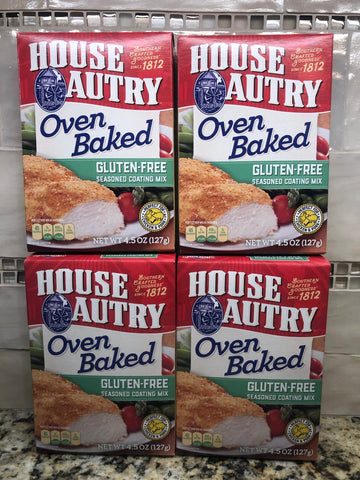 4 BOXES House Autry Oven Baked Gluten Free Seasoned Coating Mix 4.5 oz Flour