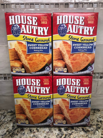 4 BOXES House Autry Stone Ground Sweet Yellow Cornbread Mix 6 oz Flour Muffins