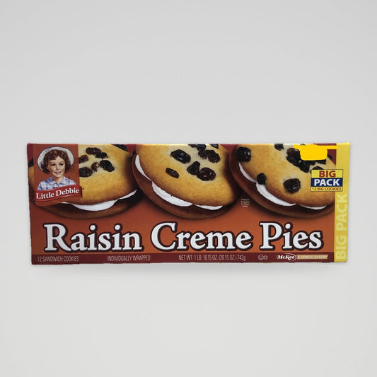 Big Pack Little Debbie 12 Raisin Creme Pies Cookies Icing Soft Vanilla Sandwich