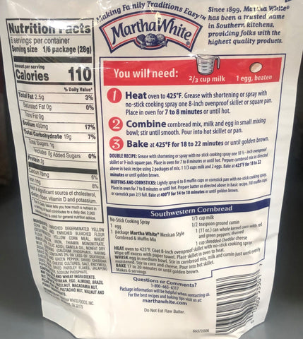 Martha White Mexican Style Cornbread & Muffin Mix, 6 oz