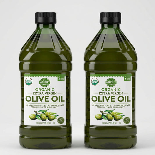 2 Bottles Wellsley Farms Organic Extra Virgin Olive Oil 2L Bottle Frying Cooking