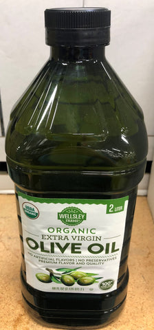 2 BOTTLES Wellsley Farms Organic Extra Virgin Olive Oil 2L Bottle Frying Cooking