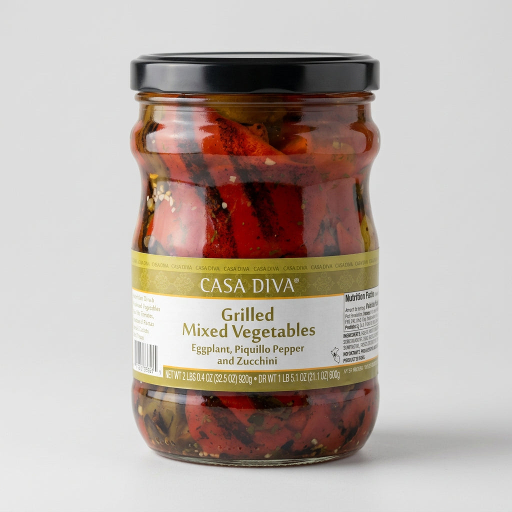 Casa Diva Grilled Mixed Vegetables Eggplant Piquillo Pepper Zucchini, 32.5 oz