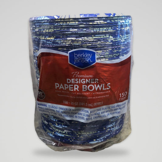 Berkley Jensen Premium Designer Paper Bowl 20 oz 150 count lunch chili ice cream