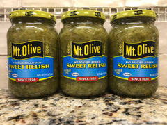 3 JARS Mount Olive Pickle Sweet Relish 16 oz Mt No Sugar Added Splenda