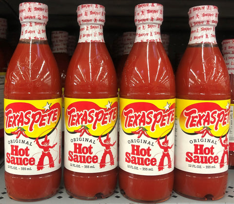 4 BOTTLES Texas Pete Hot Sauce 12 oz Bottle Pepper Wing Tabasco Eggs FREE SHIP