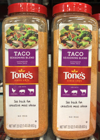 2 JARS Tone's Taco Seasoning Blend 23 oz Mexican Food Meat FREE SHIP