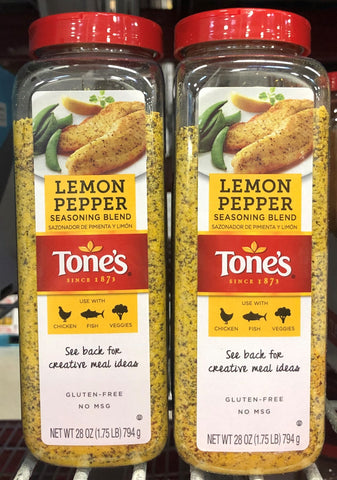 2 JARS Tone's Lemon Pepper Seasoning Blend 28 oz Chicken FREE SHIP