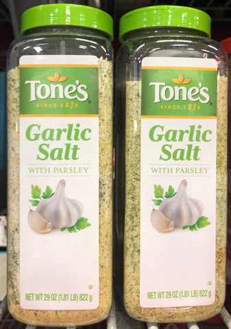 2 JARS Tone's Garlic Salt with Parsley Seasoning 29 oz Steak Seafood