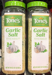 2 JARS Tone's Garlic Salt with Parsley Seasoning 29 oz Steak Seafood