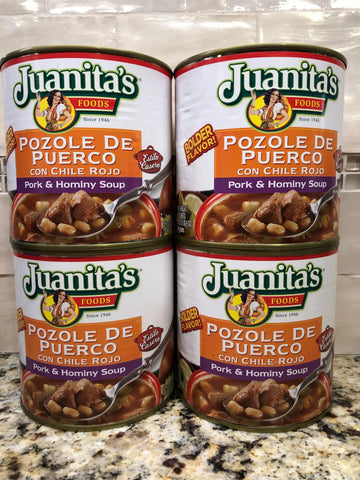 4 CANS Juanitas Pozole de Puerco Pork & Hominy Soup 29.5 oz Stew FREE SHIP